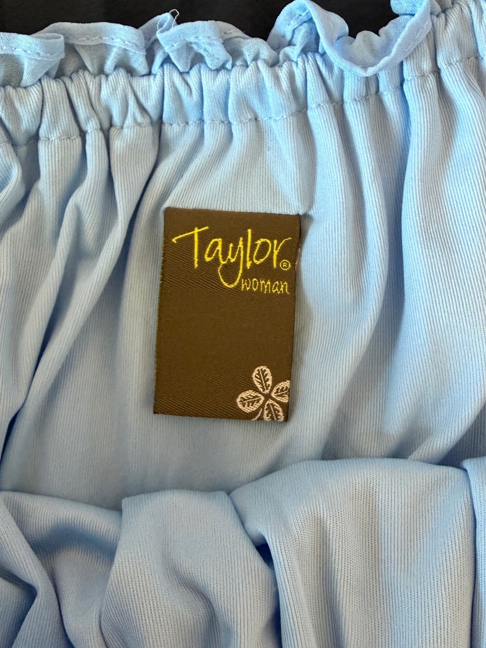 Taylor Light Blue Off-Shoulder Dress with Elastic Neckline - Picture 7 of 9
